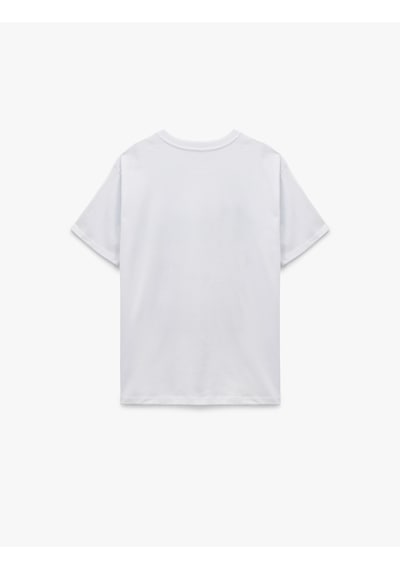 Koton Kısa Kollu Bisiklet Yaka Pamuklu Baskılı Oversize Tişört Ekru 6sal10077ık Ekru