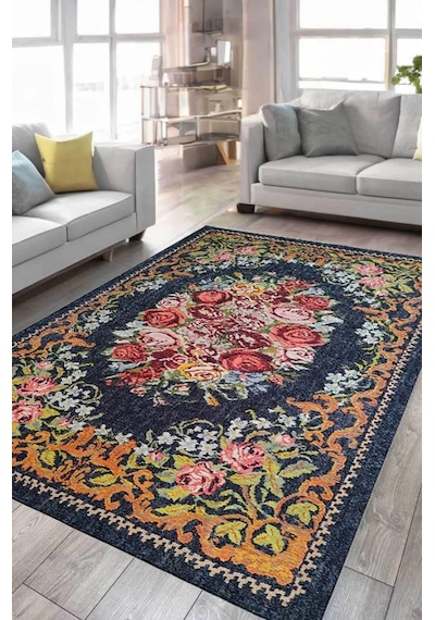 Çam Halı Anatolia 32-028 Karabağ Halısı Desenli Dokuma Tabanlı Yıkanabilir Şönil Salon Ve Oda Halısı Multi 6