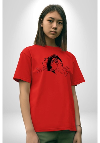 Elio Ve Oliver Call Me By Your Name Pamuklu Bisiklet Yaka Unisex Oversize Boyfriend Dijital Baskılı Kırmızı T-shirt Kırmızı