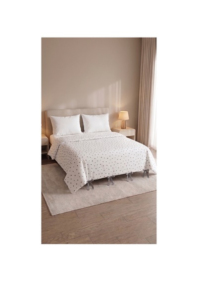 %100 Pamuk Gri Kalpli 4 Bağcıklı Yorgan Kılıfı 220x200 Cm Çift Kişilik Kalp Desenli Nevresim Gri - 927992216 Gri