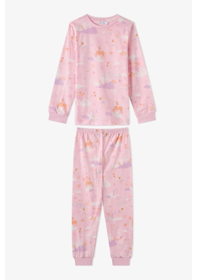 Penti Kız Çocuk Pembe Fly Repeat Pamuklu Uzun Kollu Pijama Takımı Lila