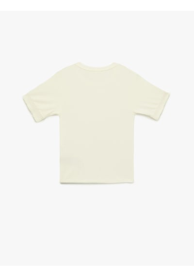 Koton Viskon Kumaş Slim Fit Kısa Kollu Bisiklet Yaka Tişört Ekru 6sak50186ek Ekru