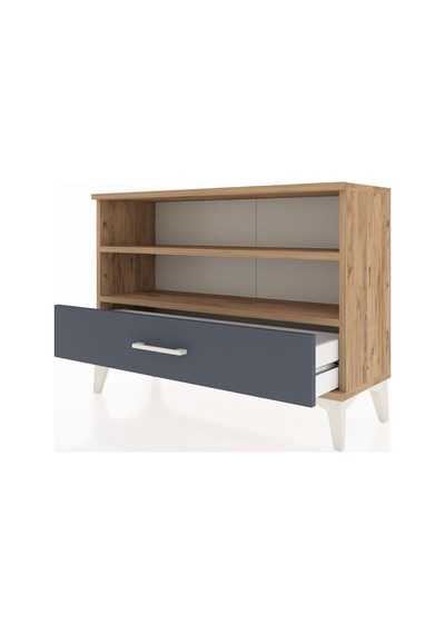 Arges Şifonyer 2 Raflı Tek Çekmeceli 88x30x64 Çam-antrasit Çam