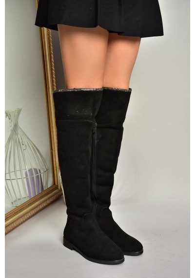 Fox Shoes T848643502 Siyah Süet Taş Detaylı Kadın Çizme Siyah-Süet Fox Shoes T848643502 Siyah Süet Taş Detaylı Kadın Çizme Siyah-Süet