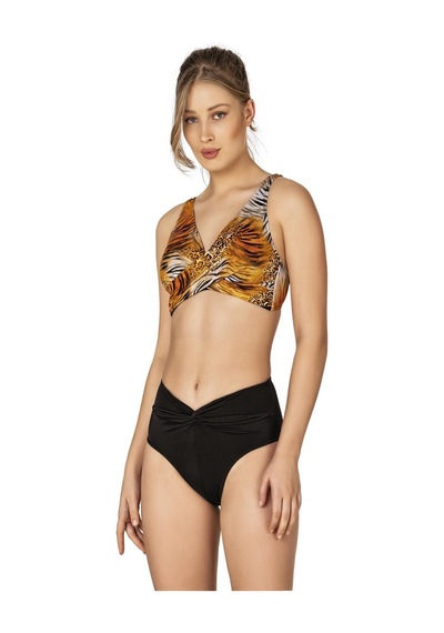 Endeep Kadın Düğüm Detaylı Kruvaze Toparlayıcı Kahverengi Bikini Takımı-kahverengi