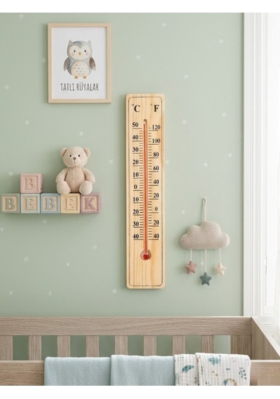 Mucit Home Ahşap Bebek Odası Termometre Duvar Tipi