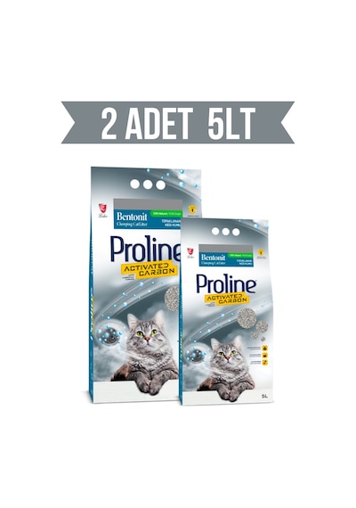 Proline Aktif Karbonlu Topaklaşan Bentonit Kedi Kumu 2 x 5 L