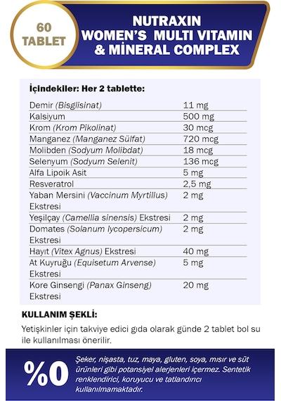 Nutraxin Multivitamin Complex Women's 60 Tablet