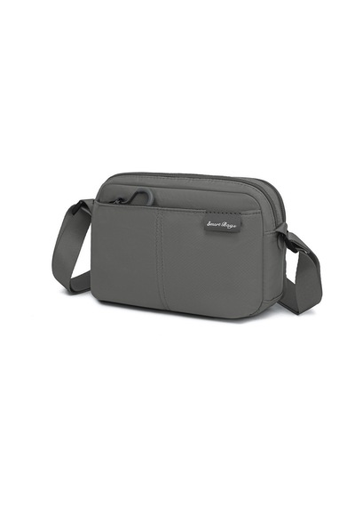 Smart Bags Koyu Gri Hafif Kumaş Çok Cepli Küçük Boy Günlük Kadın Çapraz Çanta