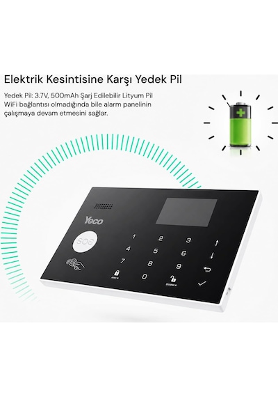 Yeco Sas-10 Akıllı Alarm Sistemi Wifi, Tuya Uyumlu, Mobil Kontrollü