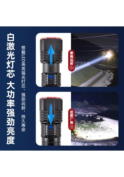 Small Sun Sm-313 100w 1000 Lumen Led El Feneri - 1-1,5 Km Menzil, Ayarlanabilir Odak Siyah