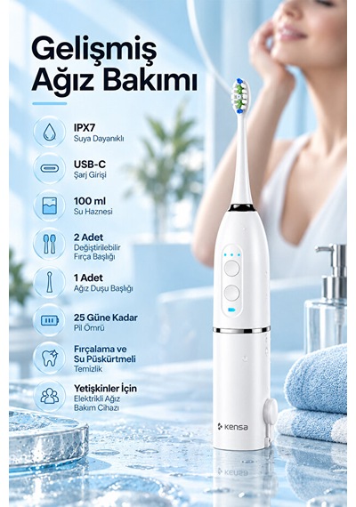 Su Püskürtmeli Sonik Elektrikli Diş Fırçası Ve Hassas Diş Arası Temizleyicisi Şarjlı