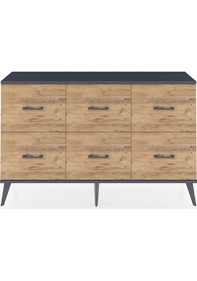 Arges Konsol 6 Çekmeceli 132x30x83 Antrasit-antrasit/çam Antrasit/çam Arges Konsol 6 Çekmeceli 132x30x83 Antrasit-antrasit/çam Antrasit/çam