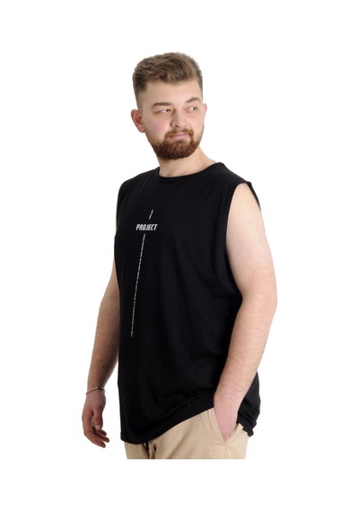 Mode Xl Büyük Beden Erkek Atlet Project 23004 Siyah 001