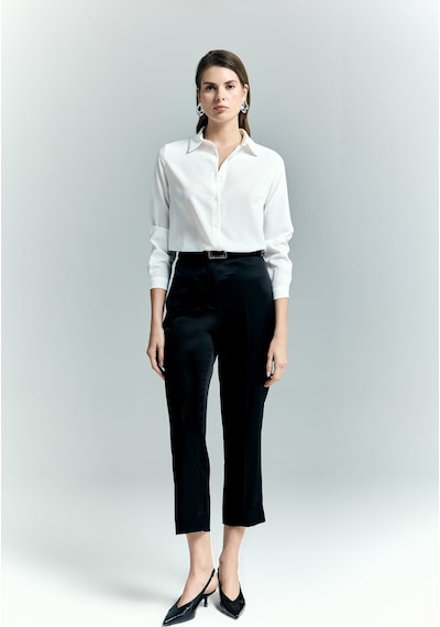 Lisa Saten Duble Paça Pantolon - Siyah-137242 siyah
