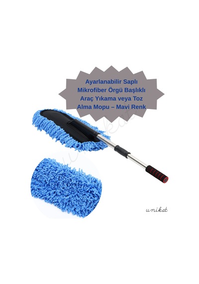 Mikrofiber Örgü Başlıklı Araç Yıkama Ve Toz Alma Mopu Mavi Renk 1 Adet