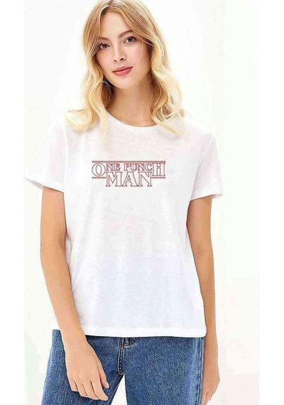 One Punch Man Baskılı Beyaz Kadın Tshirt (534285664)