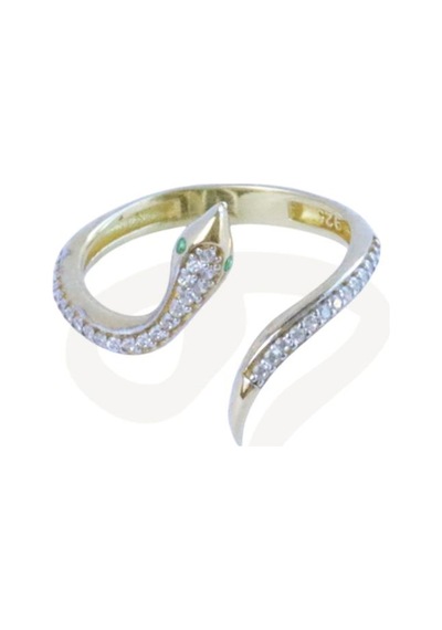 Serpent Gold Ayarlanabilir Gümüş Yüzük Gümüş