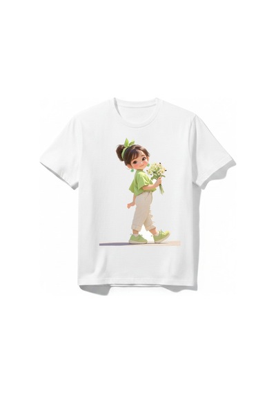 Urbantrendstore Kız Çocuk Tatil Yaz İçin Günlük Unisex Bisiklet Yuvarlak Yaka Basic Kısa Kollu %100 Pamuk Tişört Beyaz