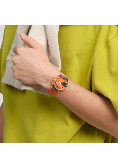 Swatch Suoz362 Barn-grahams Orange And Red Unisex Kol Saati