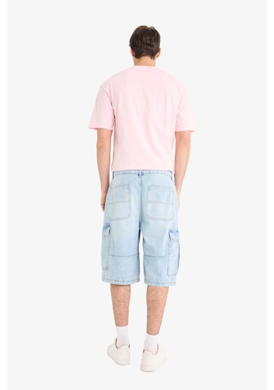 Defacto %100 Pamuk Kargo Fit Jean Bermuda Şort F4219ax25smnm39 Mavi
