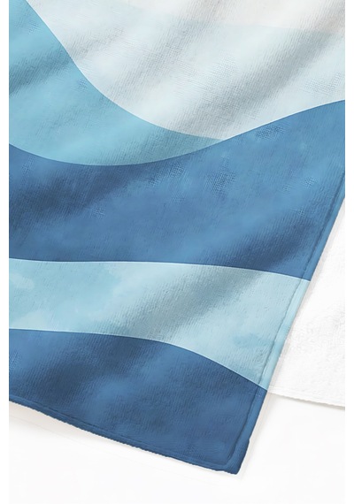 Mavi Dalga Temalı Modern Plaj Havlusu - Marine Minimalist Havuz Deniz Hızlı Kuruyan Mikrofiber Havlu Donuk Zeytin