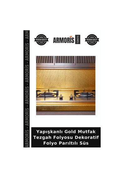 Yapışkanlı Gold Mutfak Tezgah Folyosu Dekoratif Folyo Parıltılı Süs