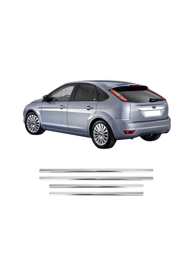 Ford Focus 2 Uyumlu 2005-2011 Krom Cam Çıtası 4 Parça Paslanmaz  Çelik