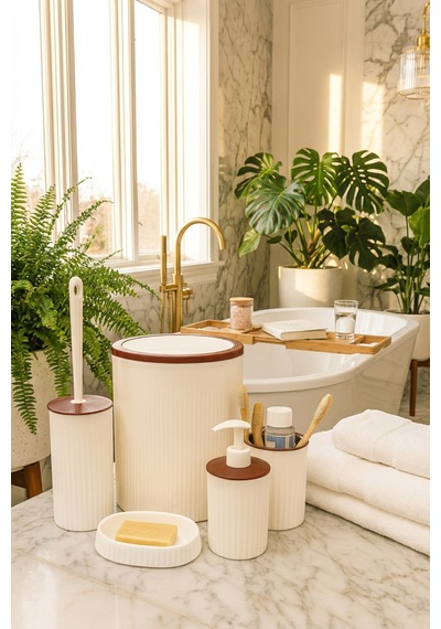 Makri Home Banyo Seti, Yuvarlak, Beyaz, Hacim: 6 Litre Beyaz