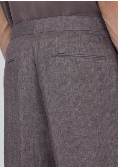 Ramsey Gül Kurusu Düz Dokuma Regular Fit Casual %100 Keten Pantolon Gülkurusu