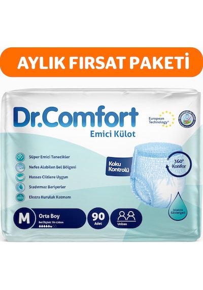 Dr.Comfort Yetişkin Emici Külot M 3 x 30'Lu 90 Adet