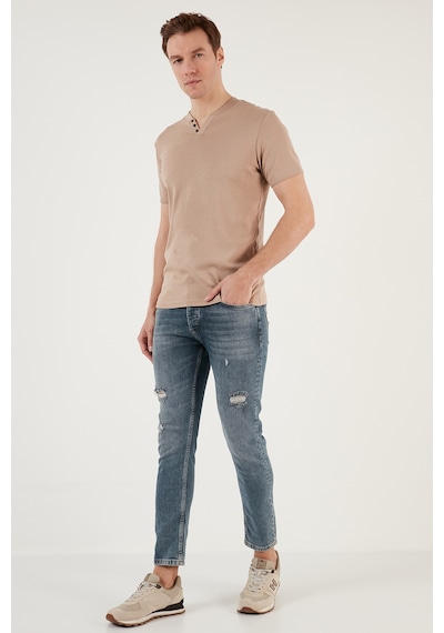 Buratti Pamuklu V Yaka Slim Fit Erkek T Shirt 5902122 Taş