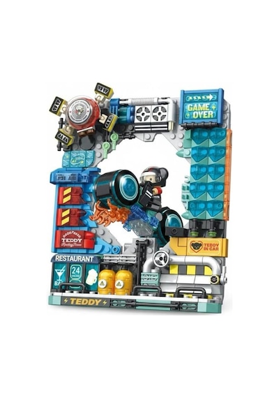 P881505 Panlos Motorcu Teddy 458 Parça Block Oyuncak