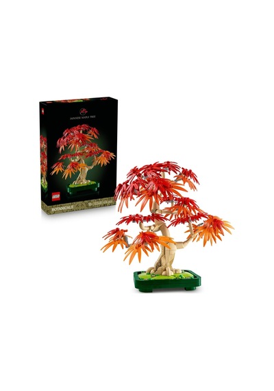 Botanicals Japon Kırmızı Akçaağaç Bonsai Ağacı 10348 - Kırmızı Ve Kehribar Sarısı Yapraklara Sahip Yapay Bi