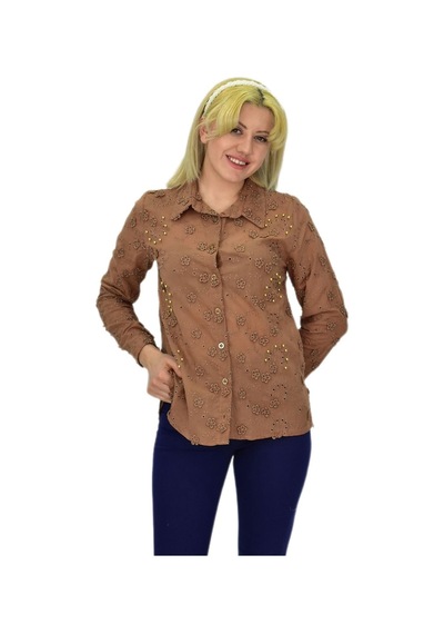 Kadın Brodeli Taşlı Bluz Bgl-st03720 001