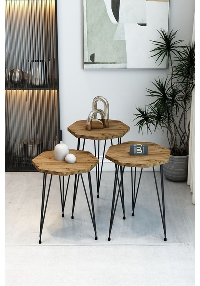3'lü Sekizgen Zigon Sehpa Ve Dikdörtgen Orta Sehpa Takımı Modern Siyah Metal Ayaklı Salon Sehpa Seti Atlantik Çam 3'lü Sekizgen Zigon Sehpa Ve Dikdörtgen Orta Sehpa Takımı Modern Siyah Metal Ayaklı Salon Sehpa Seti Atlantik Çam