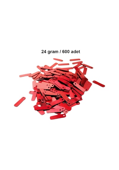 Kırmızı 15 X 5 Mm Dantel Oya Yazma Halhal Abiye Lazer Kesim Pul 600 Adet / 24 Gram