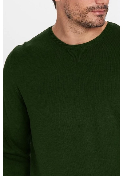 Tudors Erkek Slim Fit Dar Kesim Bisiklet Yaka Yeşil Triko Kazak-32482 Yeşil