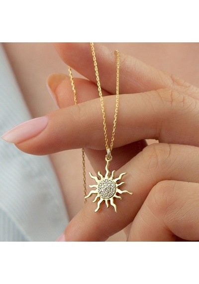 925 Ayar Gold Gümüş Güneş Kolye