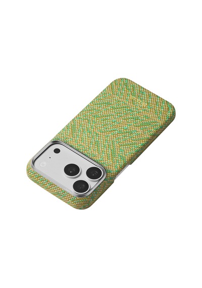 Apple Uyumlu Apple iPhone 18 Pro Max Kılıf M-safe Özellikli Aramid Karbon Fiber Pitaka Wind Over Wheat Kapak Sarı-yeşil Sarı - Yeşil
