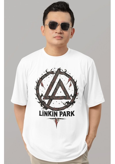 Tasarım Linkin Park Rock Metal Müzik Grubu Baskılı Unisex Oversiz Beyaz