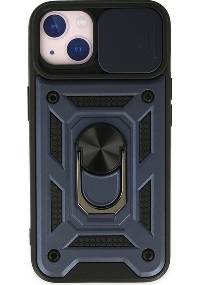 Apple iPhone  Uyumlu- 14 Kılıf Pars Lens Yüzüklü Silikon - Lacivert