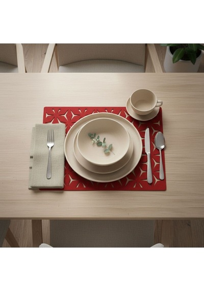 2 Adet Keçe Amerikan Servis Dikdörtgen Supla 33x44 Cm Kırmızı