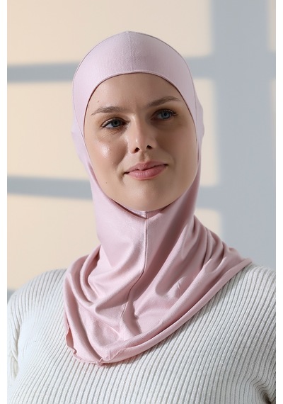 Pratik Boyunluklu Geçmeli Büyük Tesettür Bone - Pembe Pembe