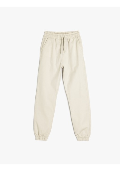 Koton Beli Bağlamalı Cep Detaylı Pamuklu Jogger Pantolon Gri 5skb40053tw Gri