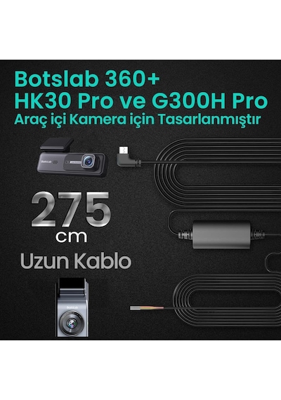 G300h Pro/hk30 Pro Araç İçi Kamera 24 Saat Park Modu Kiti Akü Bağlantı Kablosu Micro Usb