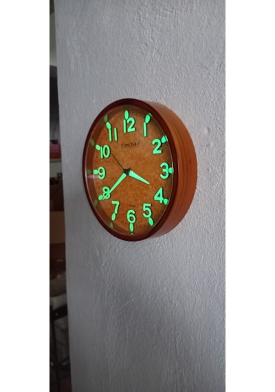 Fosforlu Eskitme Küçük Mini Duvar Saati Çap 22 Cm Sessiz Akar Saniye Eskitme