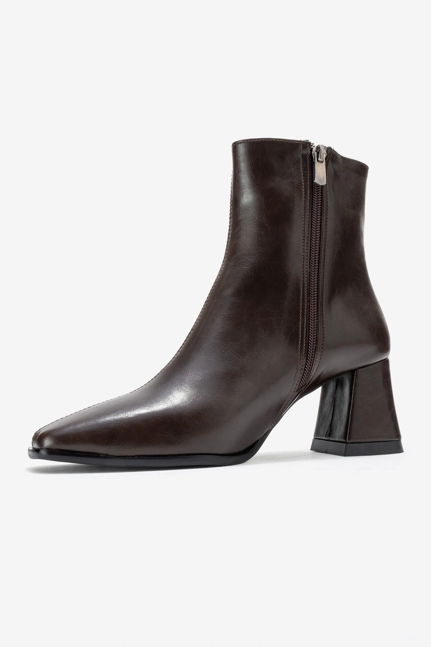 Luvishoes Luvi Shoes Arven Kahverengi Cilt Kadın Kalın Topuklu Bot Kahverengi Deri
