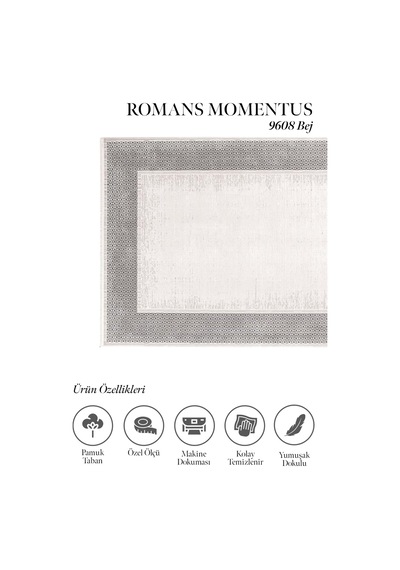 Gördies 199608 Gri - Çerçeve Desenli Modern Gri Halı
