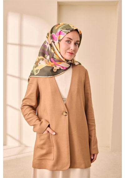 Silk Home Twill İpek Eşarp 11475-22 Koyu Yeşil, Kiremit, Siyah, Krem, Pembe